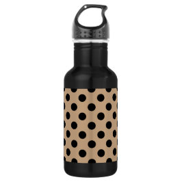 Schwarze Polka-Punkte auf Beige Edelstahlflasche