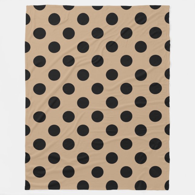 Schwarze Polka-Punkte auf Beige Fleecedecke (Vorderseite)