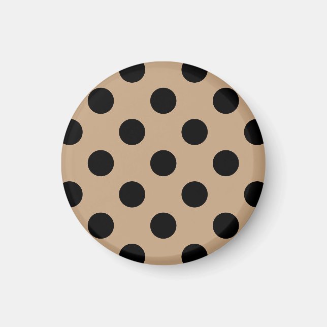 Schwarze Polka-Punkte auf Beige Magnet (Vorne)