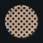 Schwarze Polka-Punkte auf Beige Pappteller<br><div class="desc">Schwarze Polka-Punkte auf Beige</div>