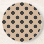 Schwarze Polka-Punkte auf Beige Sandstein Untersetzer<br><div class="desc">Schwarze Polka-Punkte auf Beige</div>