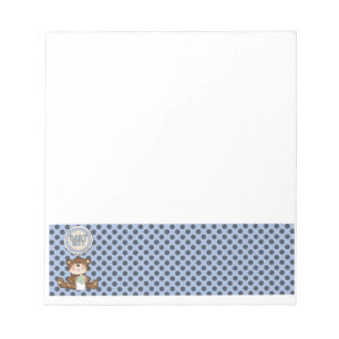 Schwarze Polka Punkte auf Blau mit Teddybär Notizblock