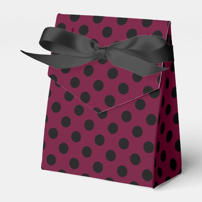 Schwarze Polka-Punkte auf Bordeaux Geschenkschachtel (Vorderseite)