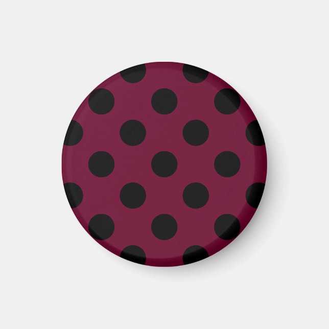 Schwarze Polka-Punkte auf Bordeaux Magnet (Vorne)
