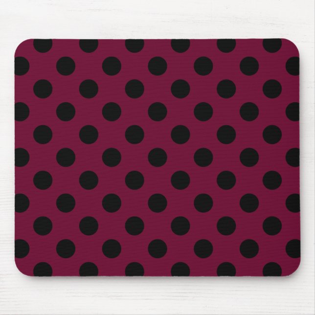 Schwarze Polka-Punkte auf Bordeaux Mousepad (Vorne)