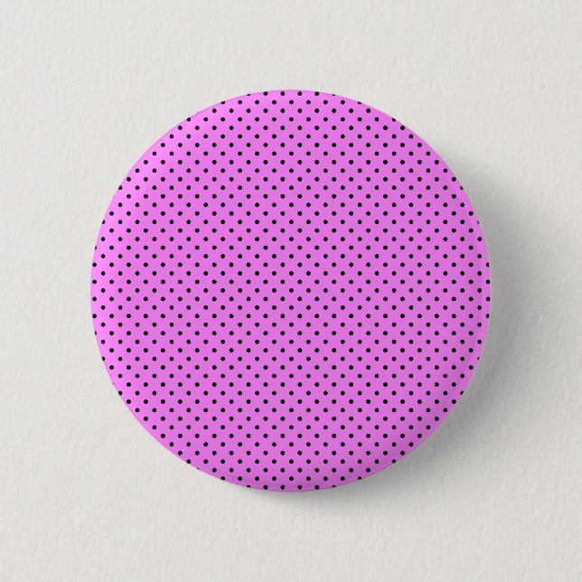 Schwarze Polka Punkte auf Bubblegum rosa Hintergru Button (Vorderseite)