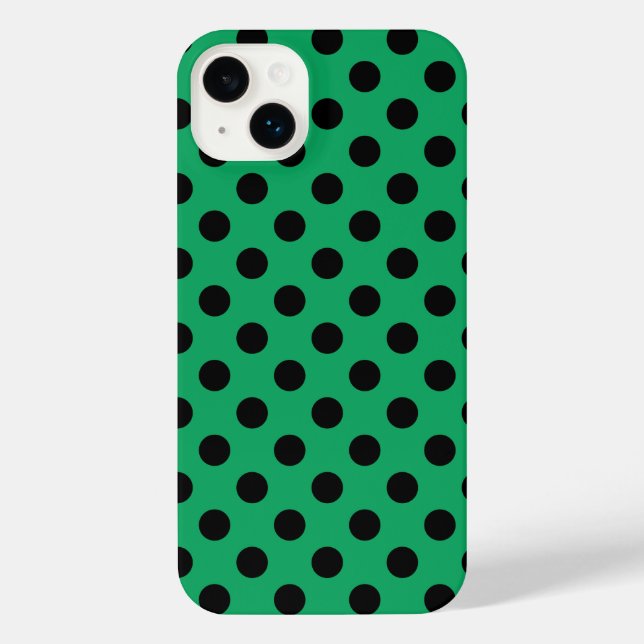 Schwarze Polka Punkte auf frisch grünem iPhone Hülle (Rückseite)