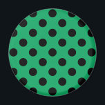 Schwarze Polka Punkte auf frisch grünem Magnet<br><div class="desc">Schwarze Polka Punkte auf frisch grünem</div>