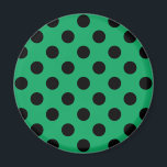 Schwarze Polka Punkte auf frisch grünem Magnet<br><div class="desc">Schwarze Polka Punkte auf frisch grünem</div>