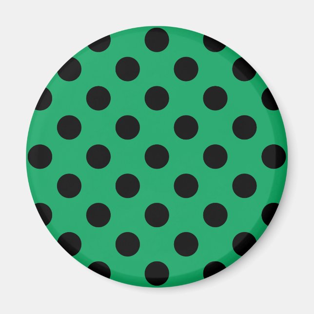 Schwarze Polka Punkte auf frisch grünem Magnet (Vorne)