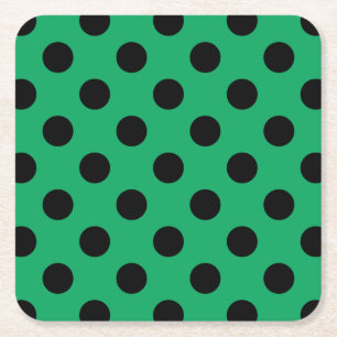 Schwarze Polka Punkte auf frisch grünem Rechteckiger Pappuntersetzer