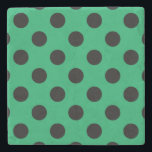 Schwarze Polka Punkte auf frisch grünem Steinuntersetzer<br><div class="desc">Schwarze Polka Punkte auf frisch grünem</div>