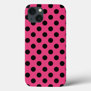 Schwarze Polka Punkte auf Fuchsia Case-Mate iPhone Hülle