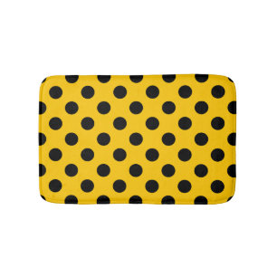 Schwarze Polka-Punkte auf Gelb Badematte