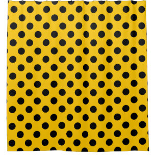 Schwarze Polka-Punkte auf Gelb Duschvorhang