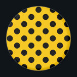 Schwarze Polka-Punkte auf Gelb Magnet<br><div class="desc">Schwarze Polka-Punkte auf Gelb</div>