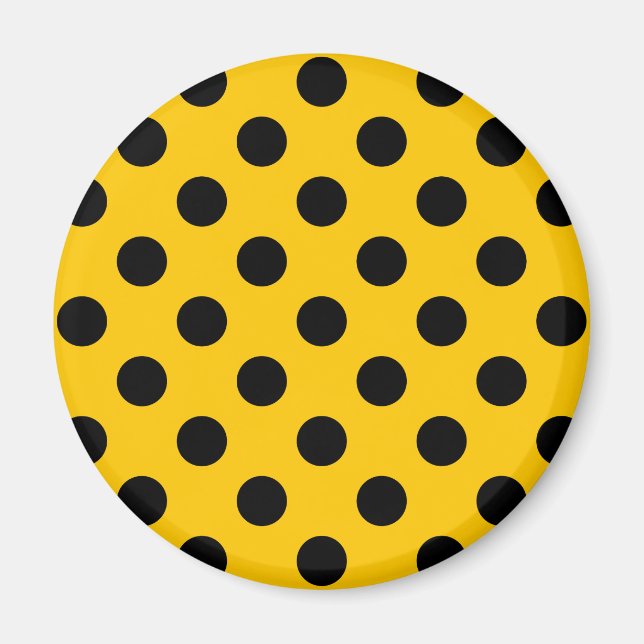 Schwarze Polka-Punkte auf Gelb Magnet (Vorne)