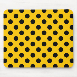 Schwarze Polka-Punkte auf Gelb Mousepad