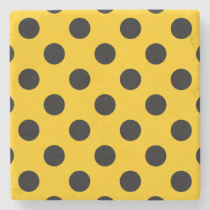 Schwarze Polka-Punkte auf Gelb Steinuntersetzer