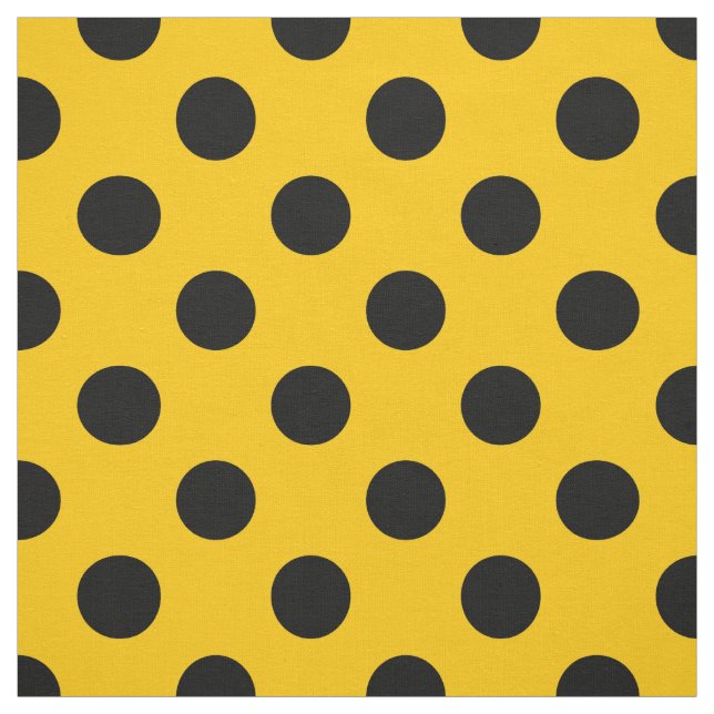 Schwarze Polka-Punkte auf Gelb Stoff (Muster)