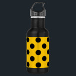 Schwarze Polka-Punkte auf Gelb Trinkflasche<br><div class="desc">Schwarze Polka-Punkte auf Gelb</div>