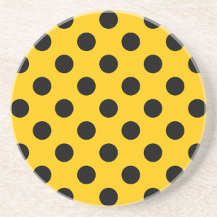 Schwarze Polka-Punkte auf Gelb Untersetzer