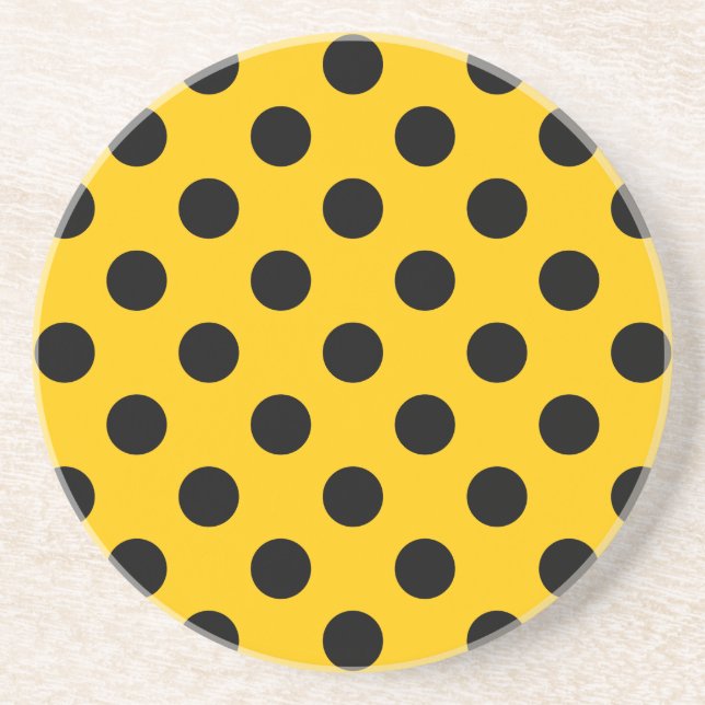 Schwarze Polka-Punkte auf Gelb Untersetzer (Vorne)