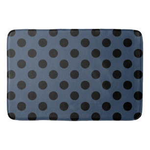 Schwarze Polka-Punkte auf grau-blau Badematte