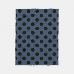 Schwarze Polka-Punkte auf grau-blau Fleecedecke