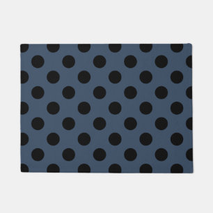 Schwarze Polka-Punkte auf grau-blau Fußmatte