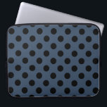 Schwarze Polka-Punkte auf grau-blau Laptopschutzhülle<br><div class="desc">Schwarze Polka-Punkte auf grau-blau</div>