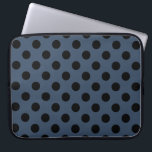 Schwarze Polka-Punkte auf grau-blau Laptopschutzhülle<br><div class="desc">Schwarze Polka-Punkte auf grau-blau</div>