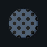 Schwarze Polka-Punkte auf grau-blau Magnet<br><div class="desc">Schwarze Polka-Punkte auf grau-blau</div>