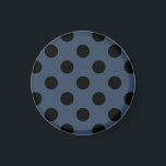 Schwarze Polka-Punkte auf grau-blau Magnet<br><div class="desc">Schwarze Polka-Punkte auf grau-blau</div>