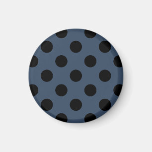 Schwarze Polka-Punkte auf grau-blau Magnet