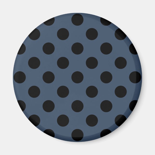 Schwarze Polka-Punkte auf grau-blau Magnet (Vorne)