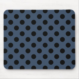 Schwarze Polka-Punkte auf grau-blau Mousepad