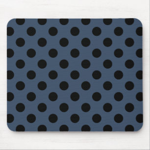 Schwarze Polka-Punkte auf grau-blau Mousepad
