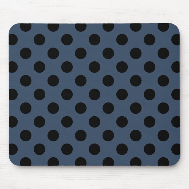 Schwarze Polka-Punkte auf grau-blau Mousepad (Vorne)