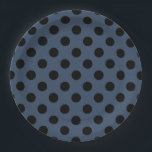 Schwarze Polka-Punkte auf grau-blau Pappteller<br><div class="desc">Schwarze Polka-Punkte auf grau-blau</div>