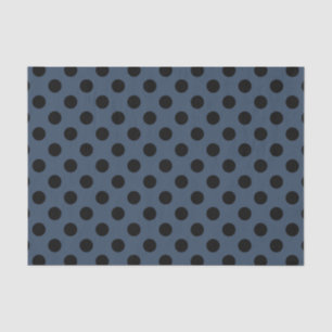 Schwarze Polka-Punkte auf grau-blau Seidenpapier