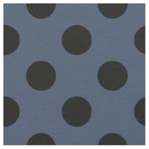 Schwarze Polka-Punkte auf grau-blau Stoff