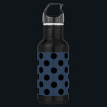 Schwarze Polka-Punkte auf grau-blau Trinkflasche<br><div class="desc">Schwarze Polka-Punkte auf grau-blau</div>