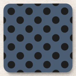 Schwarze Polka-Punkte auf grau-blau Untersetzer