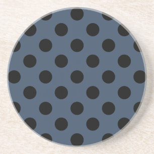 Schwarze Polka-Punkte auf grau-blau Untersetzer