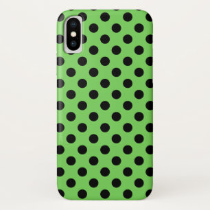 Schwarze Polka-Punkte auf Kalkgrün iPhone X Hülle