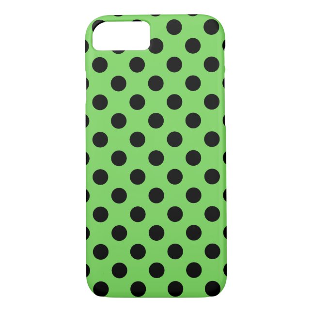 Schwarze Polka-Punkte auf Kalkgrün Case-Mate iPhone Hülle (Rückseite)