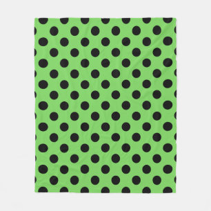 Schwarze Polka-Punkte auf Kalkgrün Fleecedecke