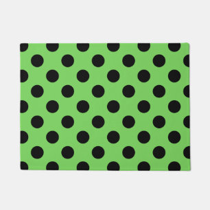 Schwarze Polka-Punkte auf Kalkgrün Fußmatte