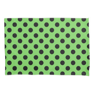Schwarze Polka-Punkte auf Kalkgrün Kissenbezug